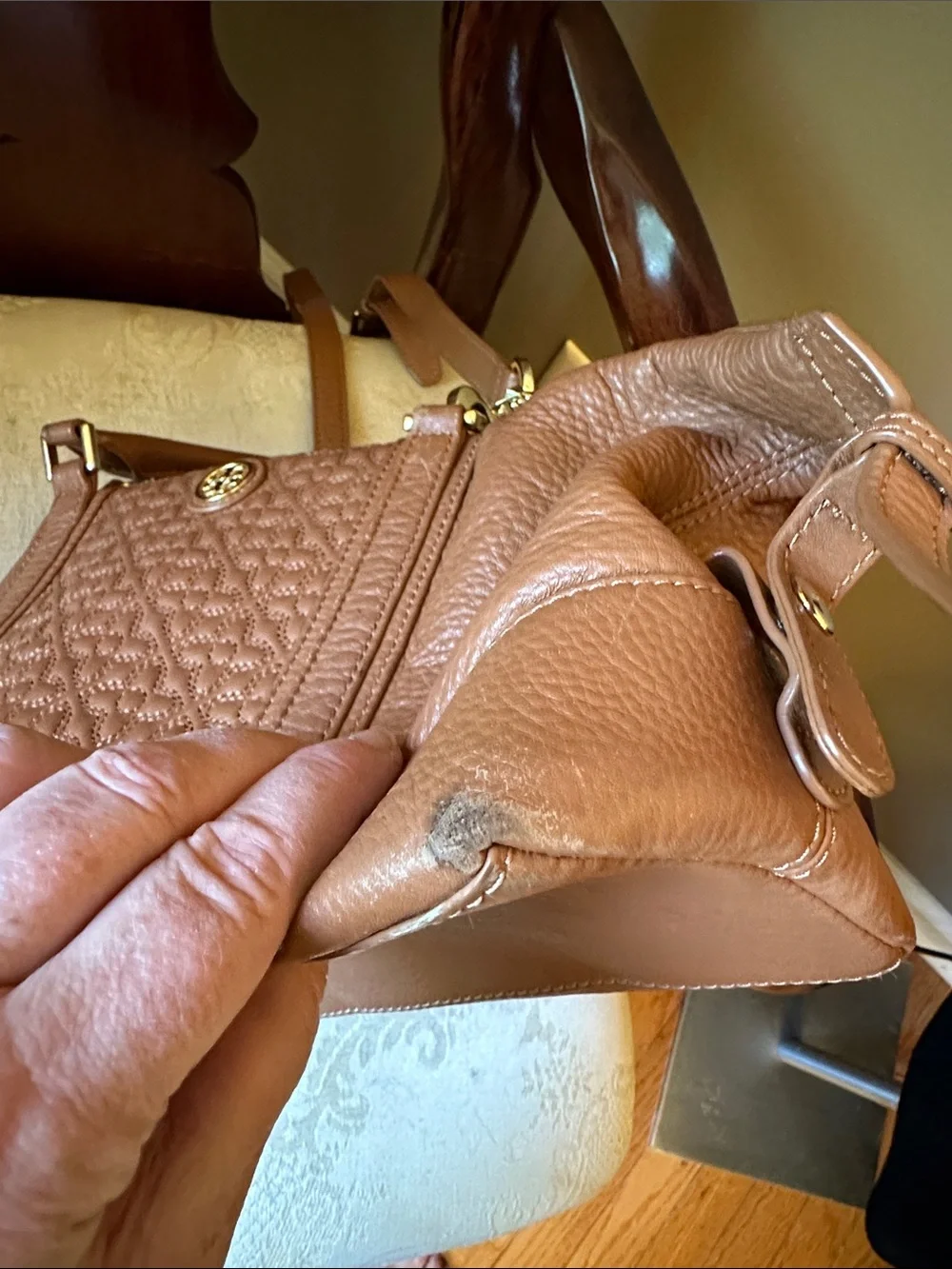 Tory Burch Bryant leather Mini Satchel crossbody bag in tan/luggage
